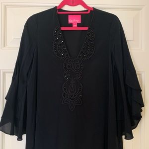 Lilly Pulitzer Black Dress w/ beading Sz S
